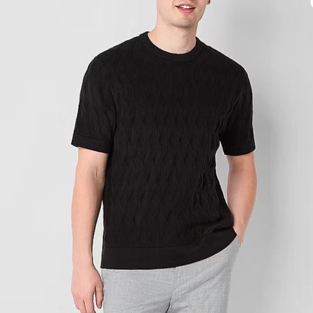 J. Ferrar Men's Crew Neck Short Sleeve Pullover Sweater Black Size XL